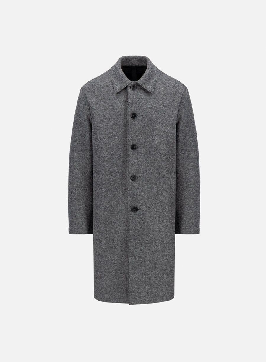 Harris Wharf London Mac Coat Pressed Wool And Polaire Middle Grey | Men