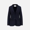 Harris Wharf London Hacking Jacket Superfine Merino Navy Blue | Women