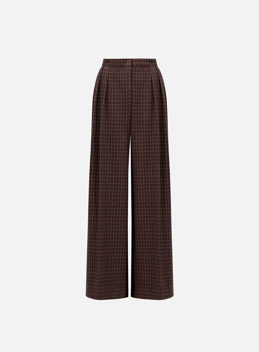 Harris Wharf London Oversized Pleated Trousers Tattersall Cognac | Women