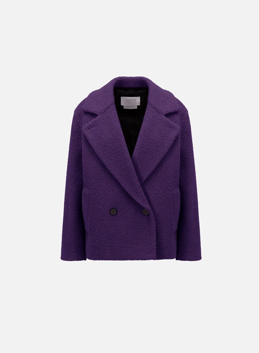 Harris Wharf London Cropped Outdoor Jacket Boucle Deep Amethyst | Women