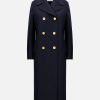 Harris Wharf London Military Coat In Pressed Wool Navy Blue | Women