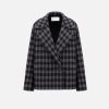 Harris Wharf London Cropped Outdoor Jacket Gingham Grey & Black | Women