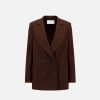 Harris Wharf London Oversized Blazer With Shoulder Pads Superfine Merino Brown | Women