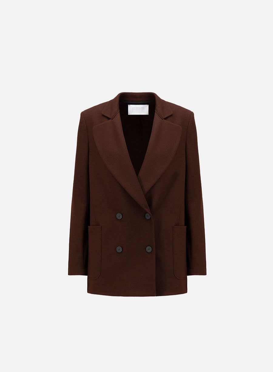 Harris Wharf London Oversized Blazer With Shoulder Pads Superfine Merino Brown | Women