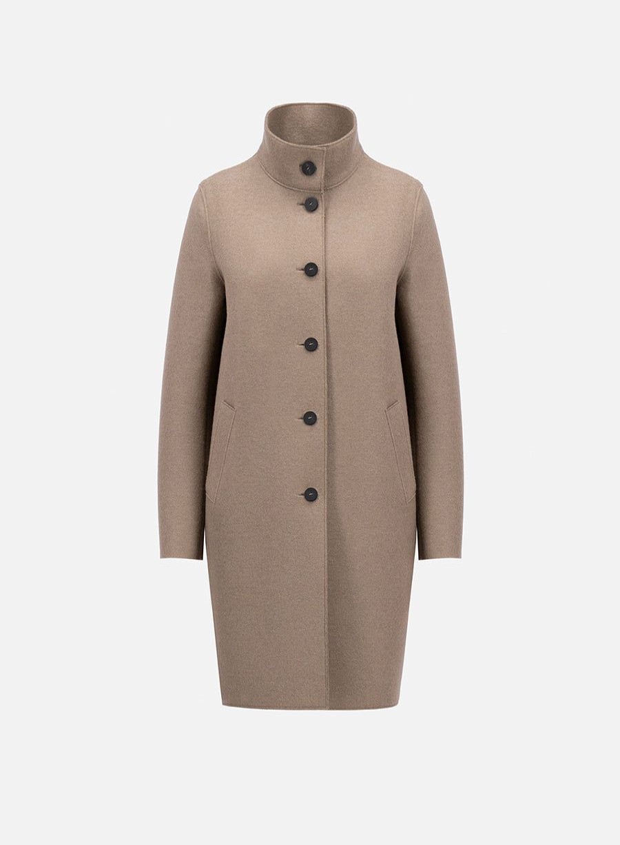 Harris Wharf London Egg Shaped Coat Pressed Wool Taupe | Women