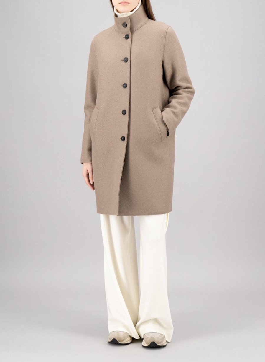 Harris Wharf London Egg Shaped Coat Pressed Wool Taupe | Women