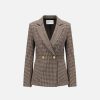 Harris Wharf London Blazer With Shoulder Pads Moleskin Houndstooth Beige | Women