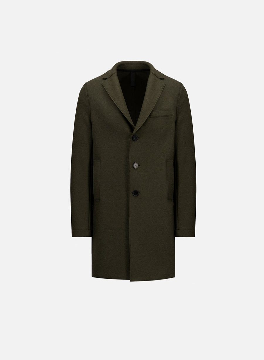 Harris Wharf London Boxy Coat Pressed Wool Moss Green | Men