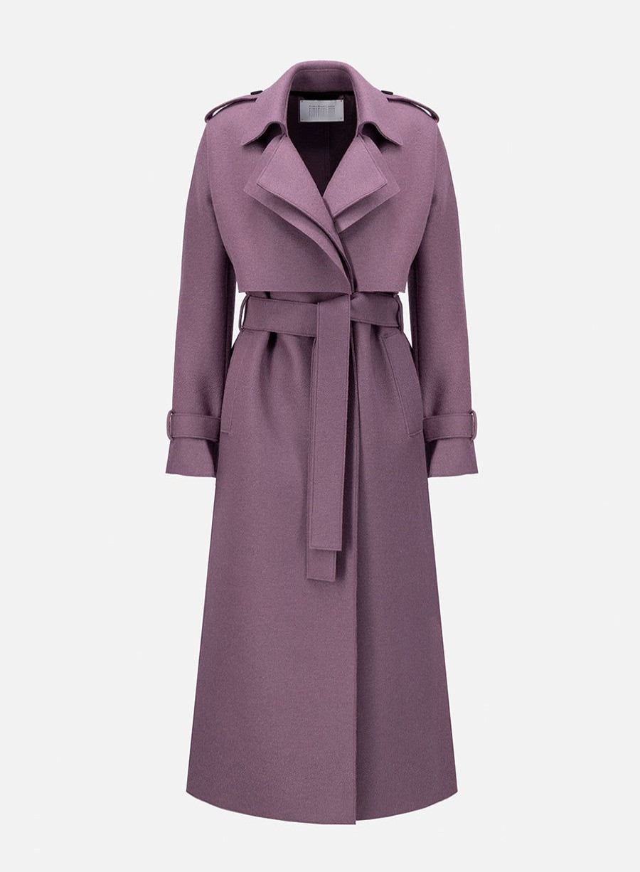 Harris Wharf London Long Trench Coat Pressed Wool Heather | Women