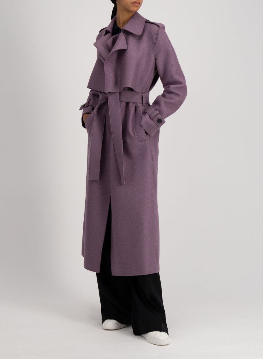 Harris Wharf London Long Trench Coat Pressed Wool Heather | Women