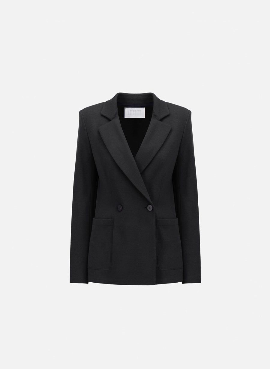 Harris Wharf London Blazer With Shoulder Pads Superfine Merino Black | Women