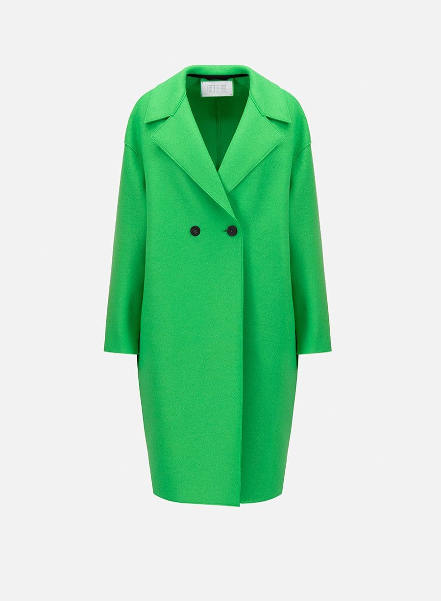 Harris Wharf London Dropped Shoulder Coat Pressed Wool Parakeet Green | Women