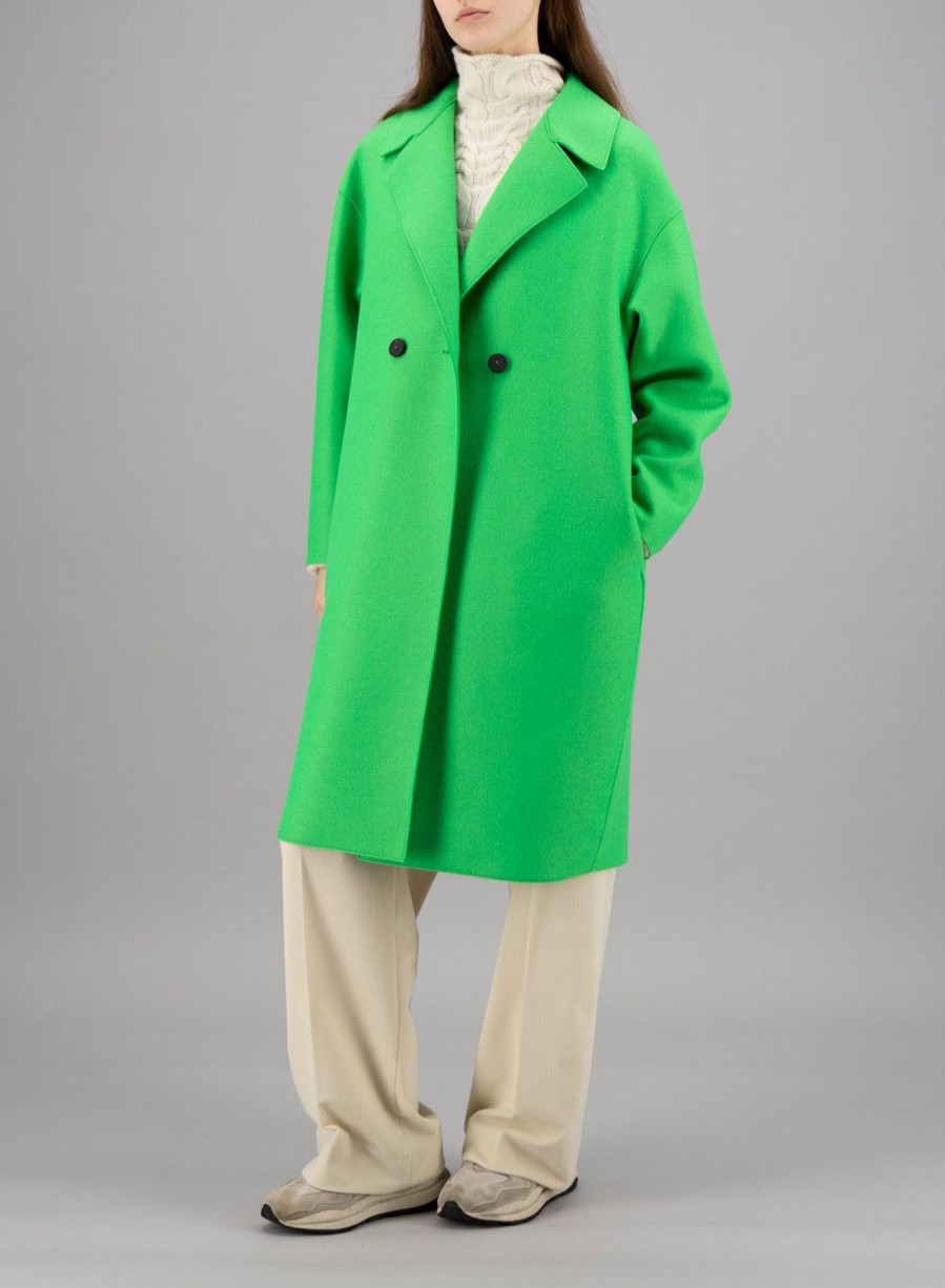 Harris Wharf London Dropped Shoulder Coat Pressed Wool Parakeet Green | Women