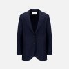 Harris Wharf London Travel Blazer With Shoulder Pads Pressed Wool Navy Blue | Women