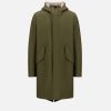 Harris Wharf London Fishtail Parka Felted Wool And Boucle Moss Green/Taupe | Men