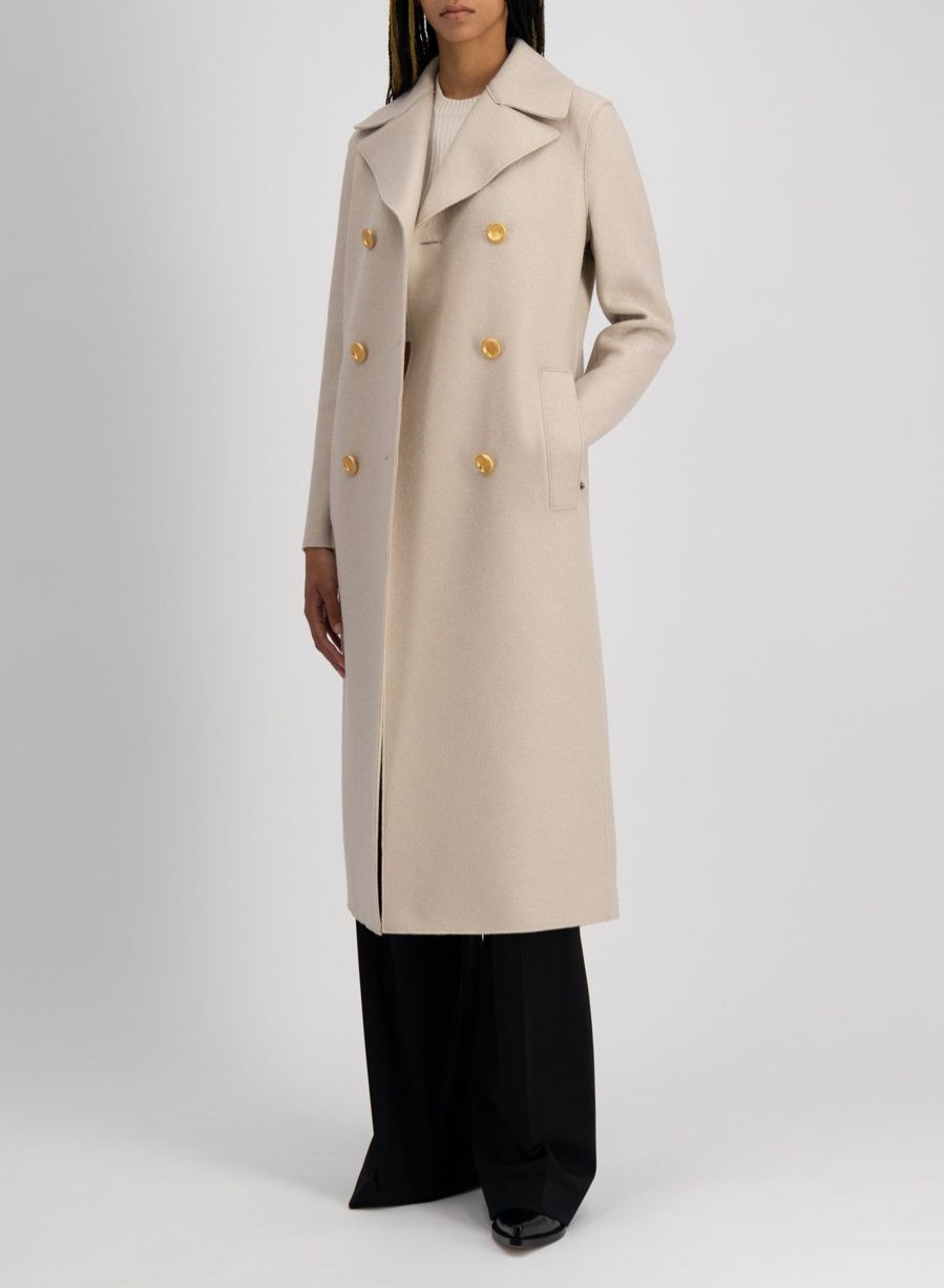 Harris Wharf London Military Coat In Pressed Wool Almond | Women