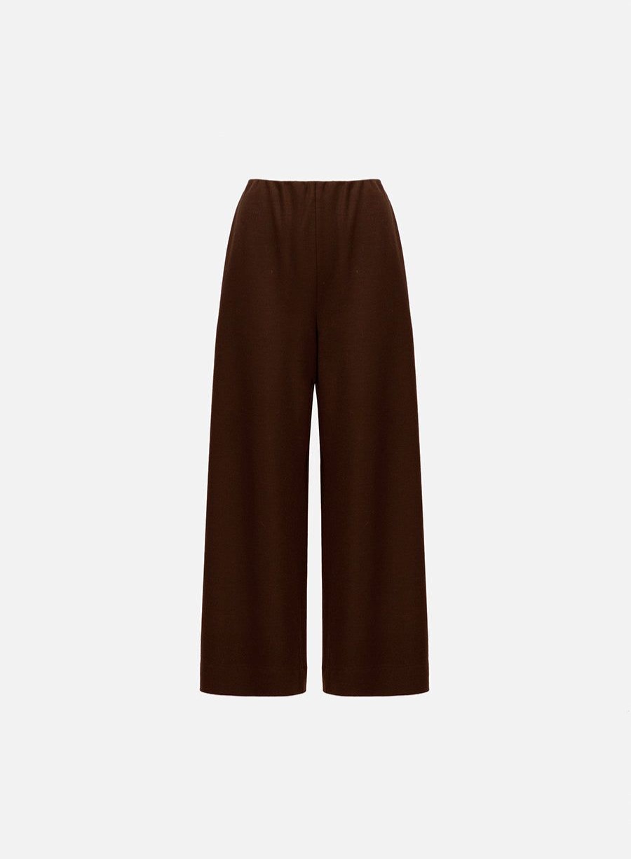 Harris Wharf London Wide-Leg Cropped Trousers Superfine Merino Brown | Women