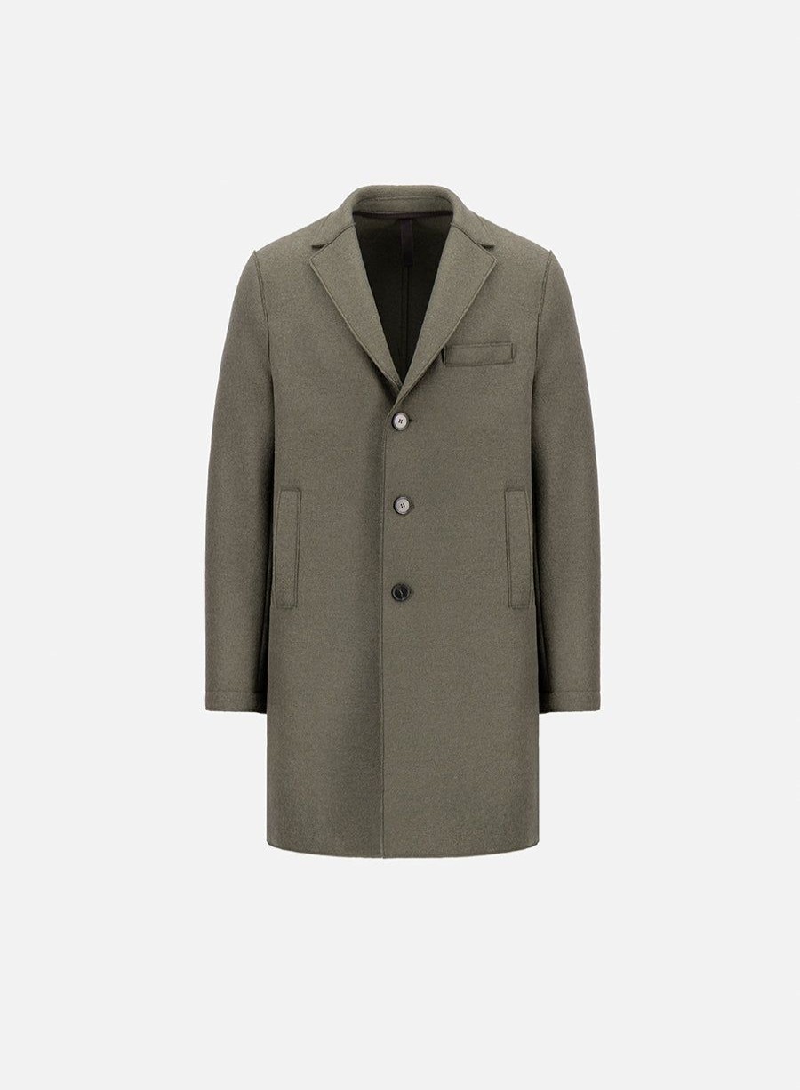 Harris Wharf London Boxy Coat Pressed Wool Hunting Green | Men