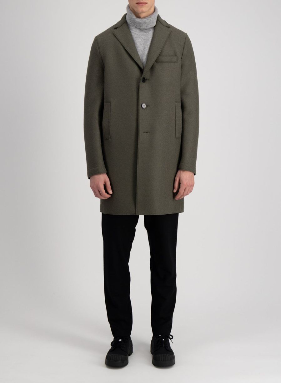 Harris Wharf London Boxy Coat Pressed Wool Hunting Green | Men