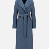 Harris Wharf London Long Maxi Coat Pressed Wool Steel Blue | Women