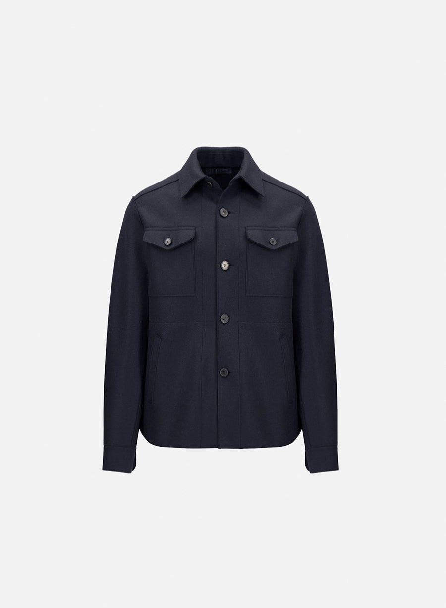 Harris Wharf London Shirt Jacket Pressed Wool Navy Blue | Men