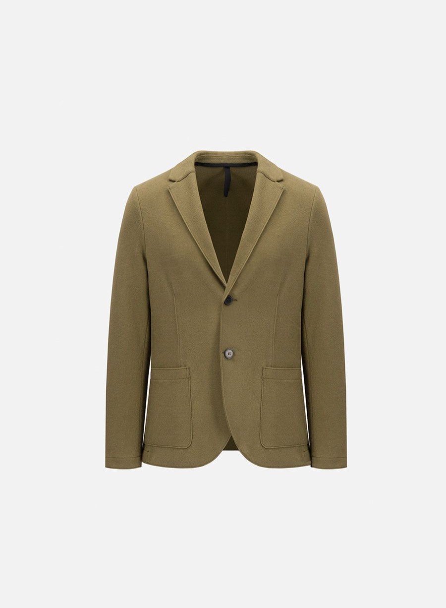 Harris Wharf London Tencel Moleskin Blazer Moss Green | Men