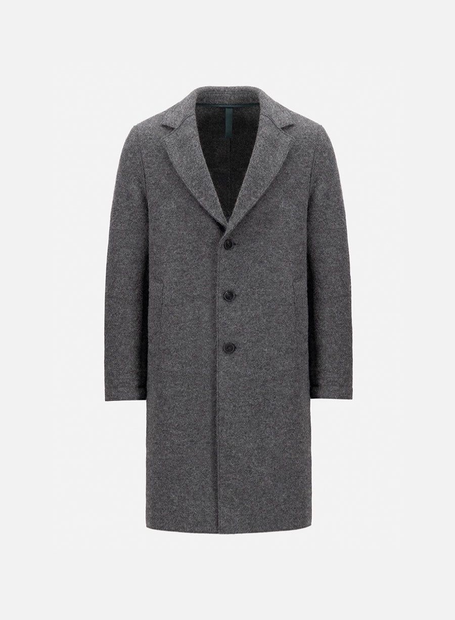 Harris Wharf London Overcoat Boiled Wool Middle Grey | Men