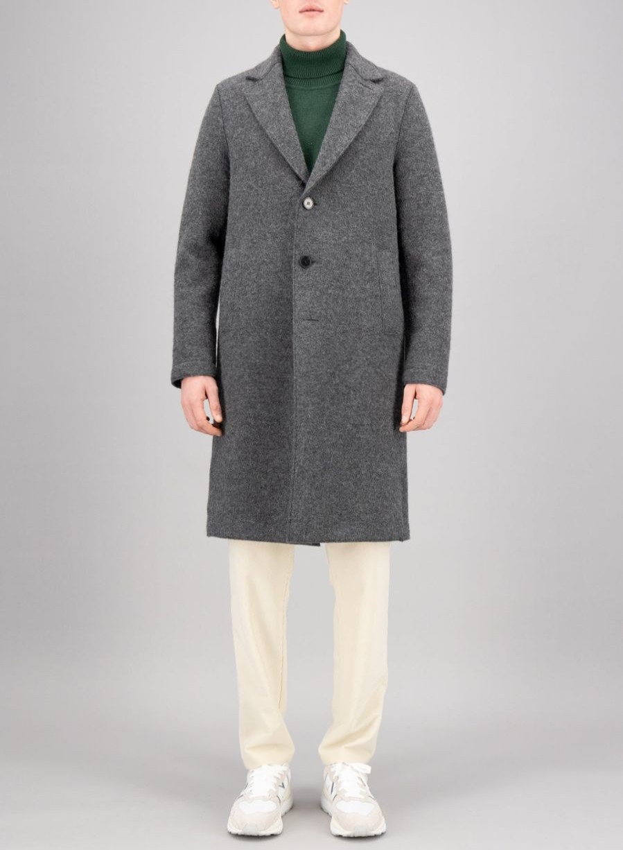 Harris Wharf London Overcoat Boiled Wool Middle Grey | Men