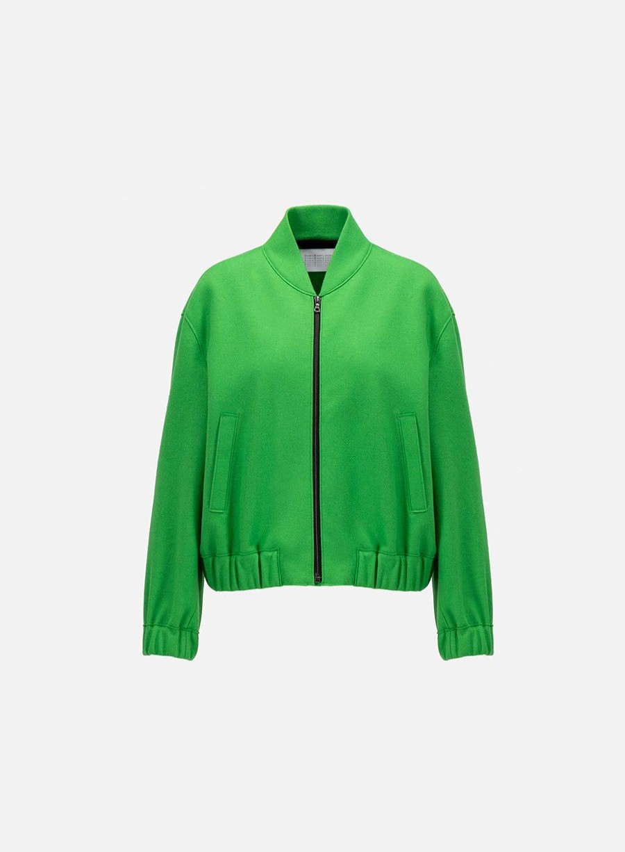 Harris Wharf London Cropped Bomber Wool & Cashmere Blend Parakeet Green | Women