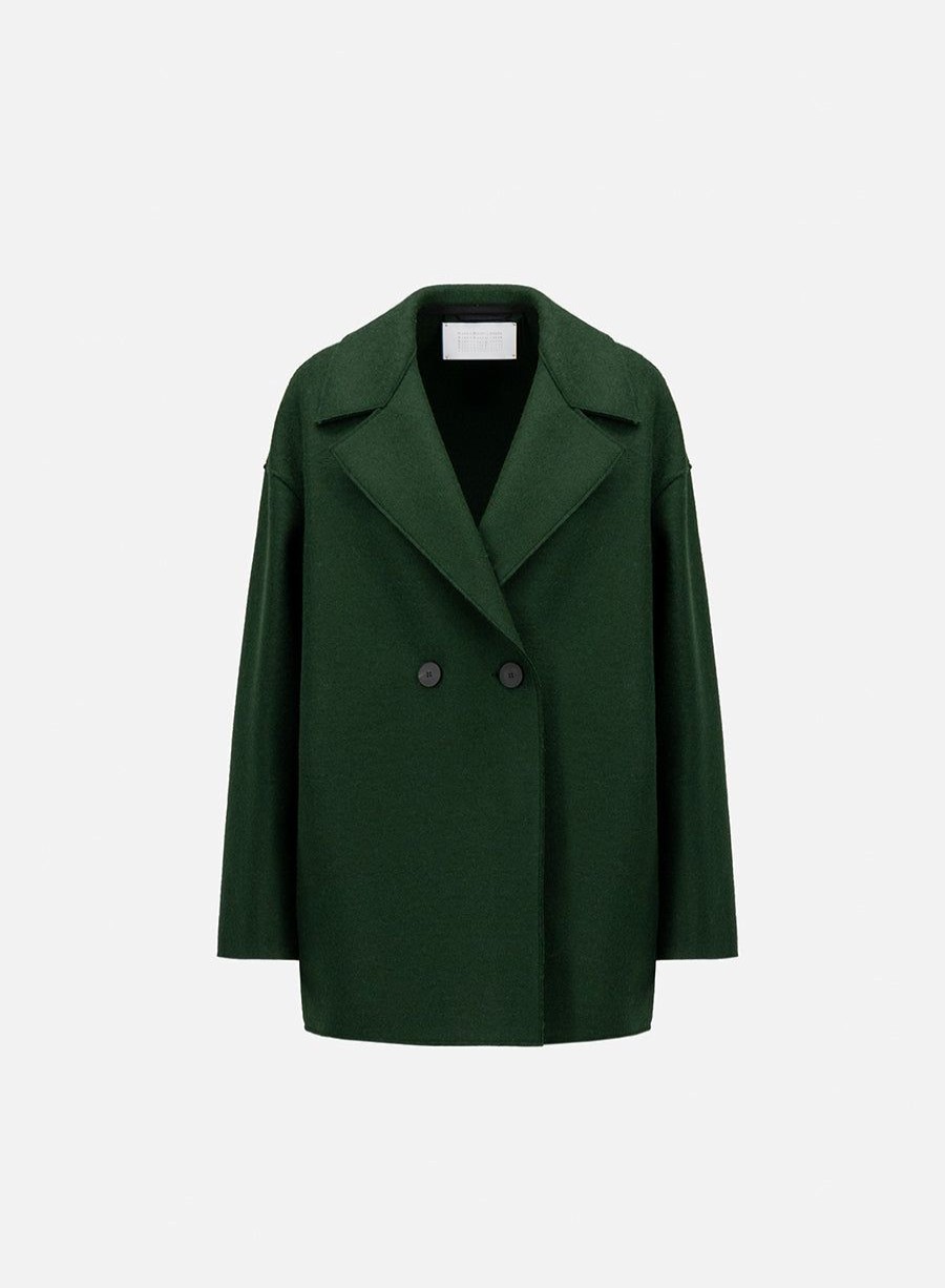 Harris Wharf London Dropped Shoulder Jacket In Pressed Wool Emerald | Women