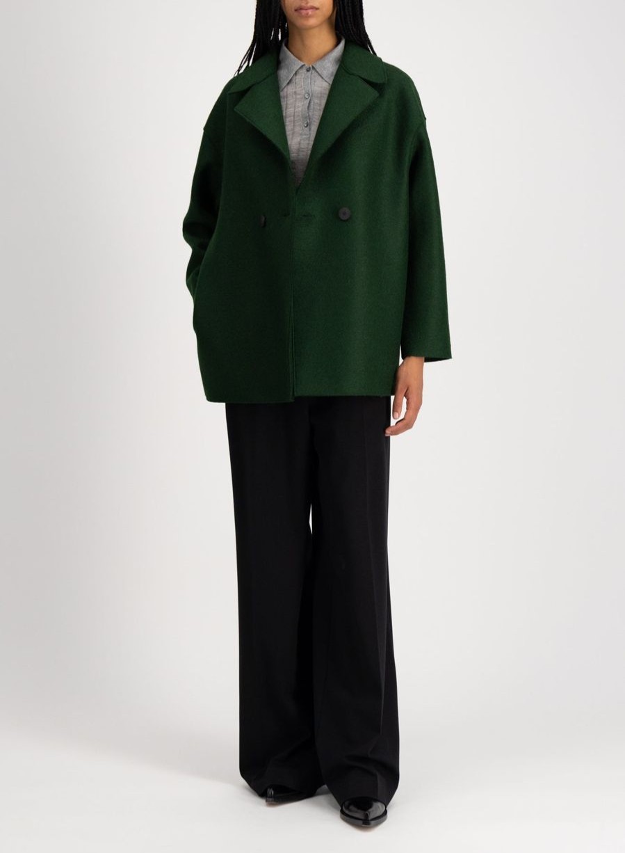 Harris Wharf London Dropped Shoulder Jacket In Pressed Wool Emerald | Women