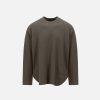 Harris Wharf London Crew Neck Thermal Cotton Moss Green | Men