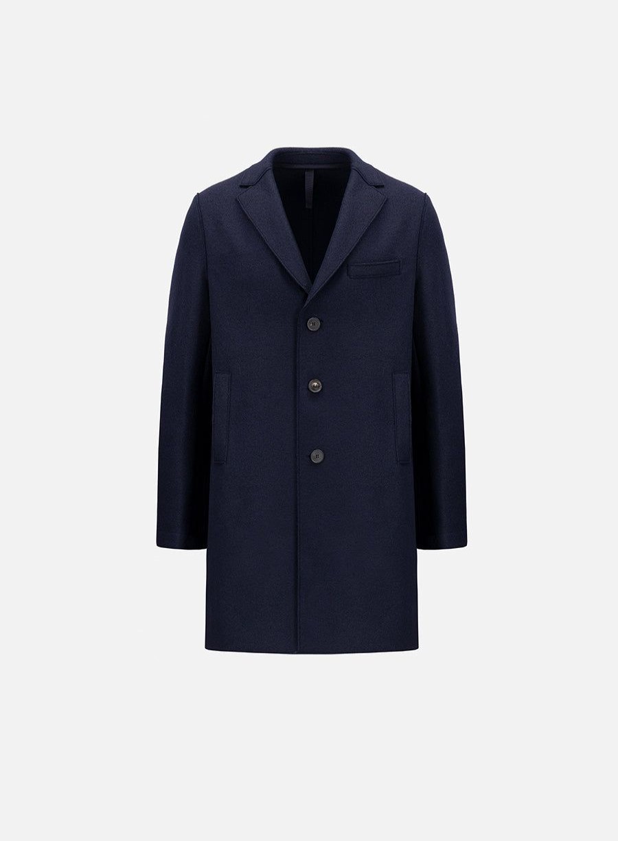 Harris Wharf London Boxy Coat Pressed Wool Navy Blue | Men