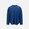 Harris Wharf London Crew Neck Thermal Cotton Oxford Blue | Men