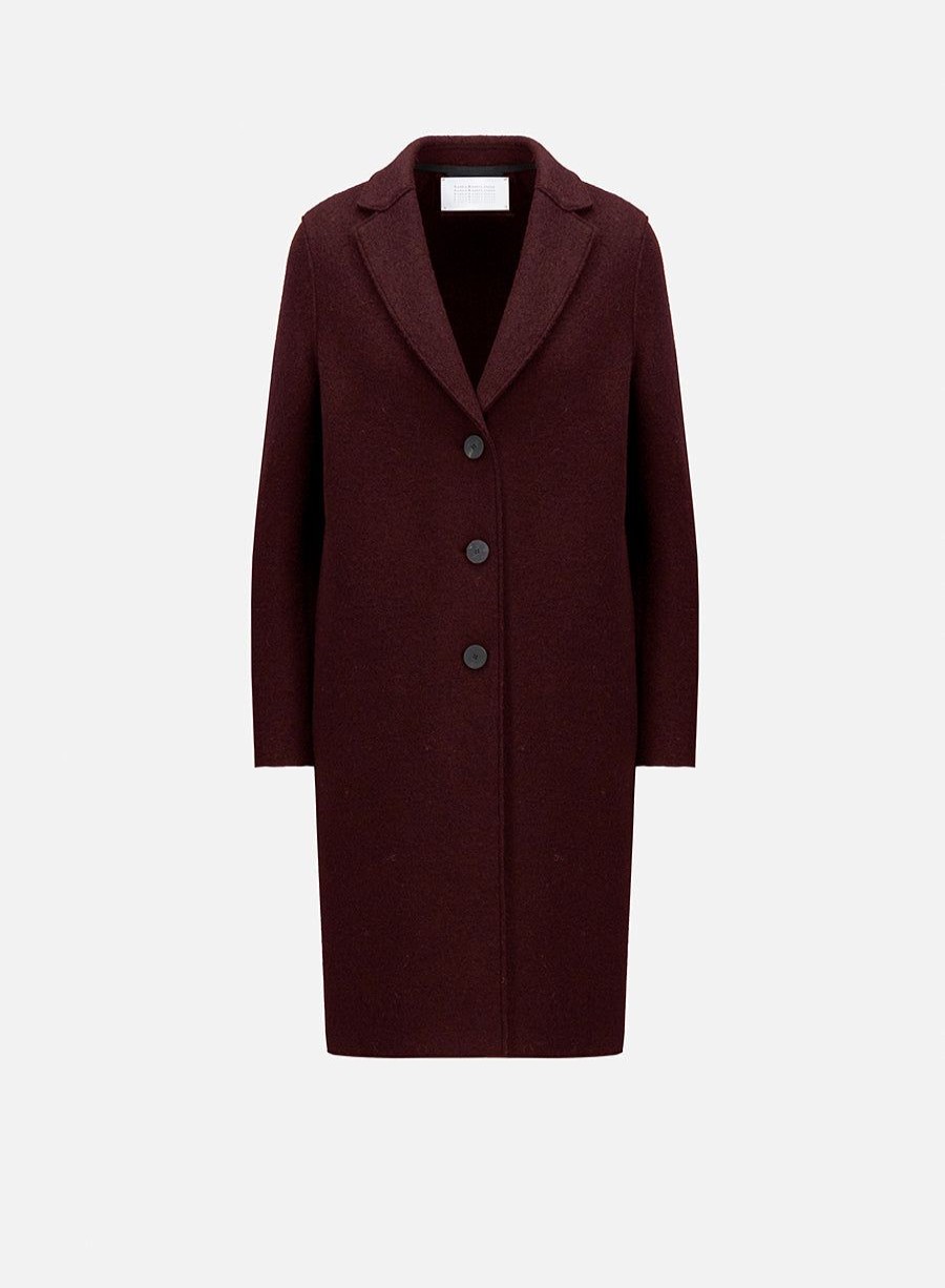 Harris Wharf London Overcoat Boiled Wool Burgundi Mouline | Women