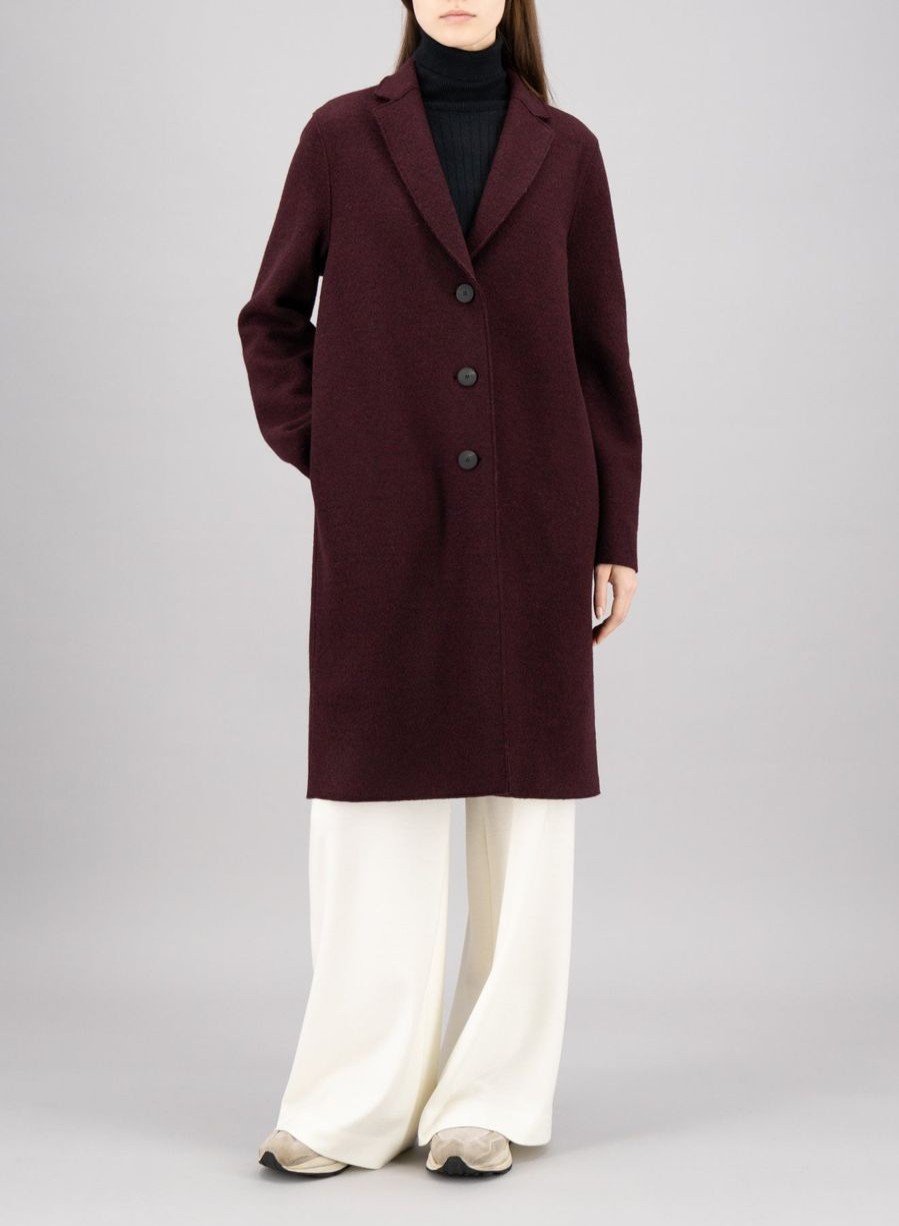 Harris Wharf London Overcoat Boiled Wool Burgundi Mouline | Women