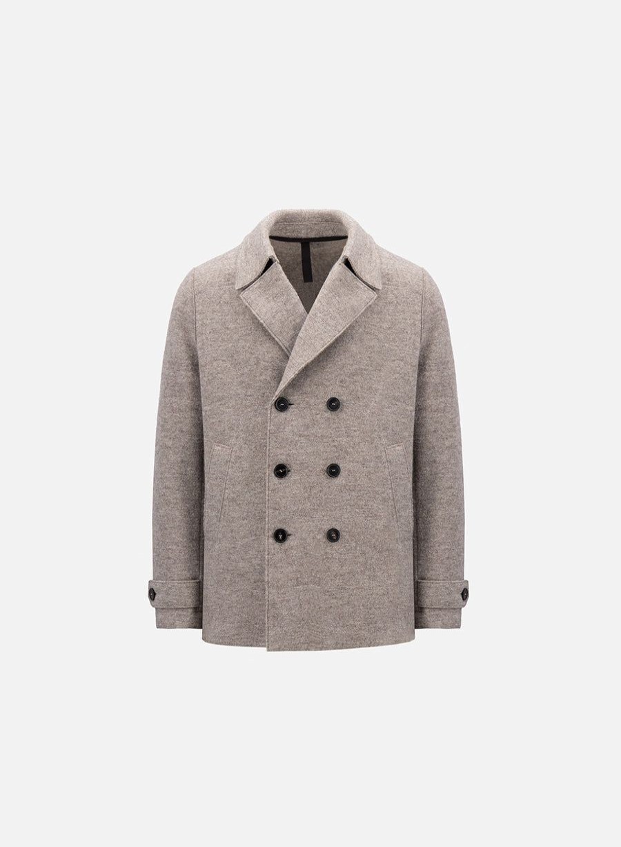 Harris Wharf London Peacoat Boiled Wool Natural Casha | Men