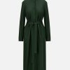 Harris Wharf London Long Belted Shirt Dress Superfine Merino Emerald | Women