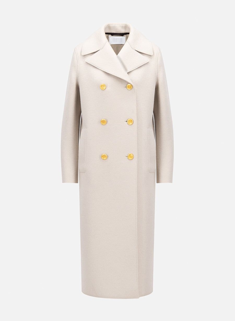 Harris Wharf London Military Coat In Pressed Wool Cream | Women