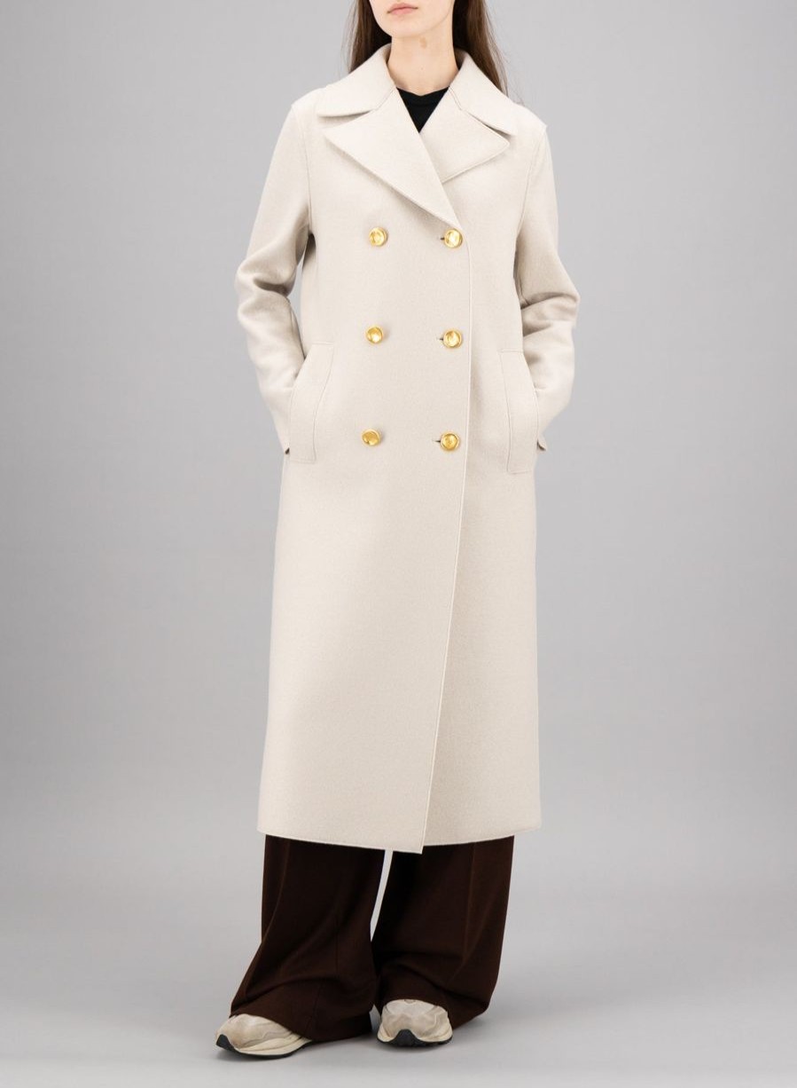 Harris Wharf London Military Coat In Pressed Wool Cream | Women