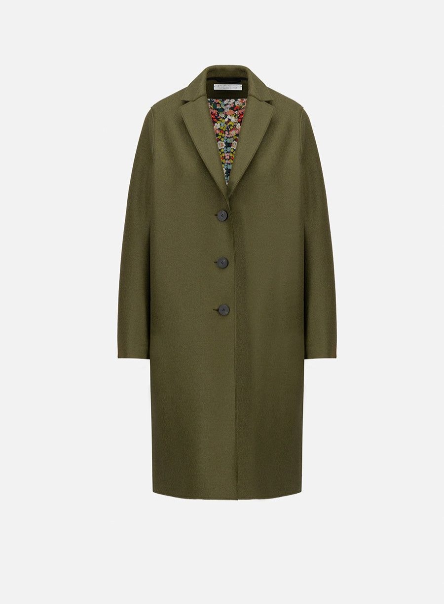 Harris Wharf London Overcoat Pressed Wool Moss Green | Women