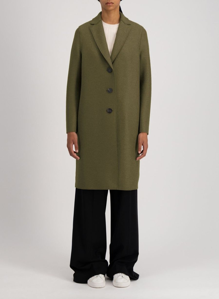 Harris Wharf London Overcoat Pressed Wool Moss Green | Women