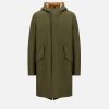 Harris Wharf London Fishtail Parka Felted Wool And Boucle Moss Green | Men