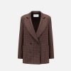 Harris Wharf London Oversized Blazer With Shoulder Pads Tattersall Cognac | Women