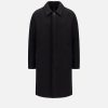 Harris Wharf London Fly Front Raglan Coat Boiled Wool Black | Men