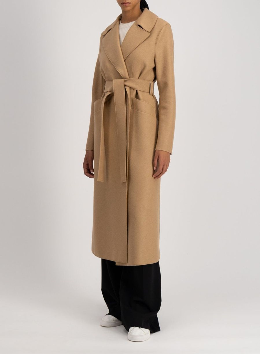 Harris Wharf London Long Maxi Coat Pressed Wool Tan | Women