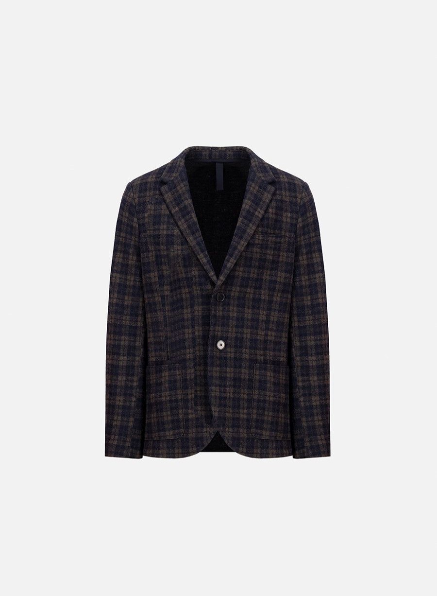 Harris Wharf London Blazer Plaid Navy & Brown | Men