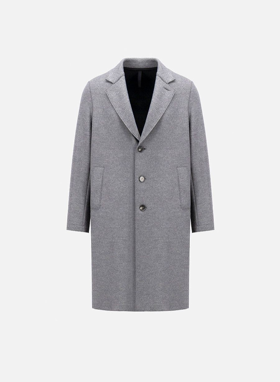 Harris Wharf London Overcoat Pressed Wool And Polaire Grey M. | Men