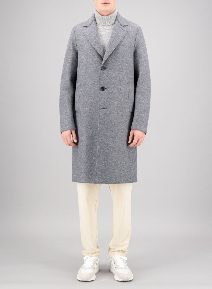 Harris Wharf London Overcoat Pressed Wool And Polaire Grey M. | Men