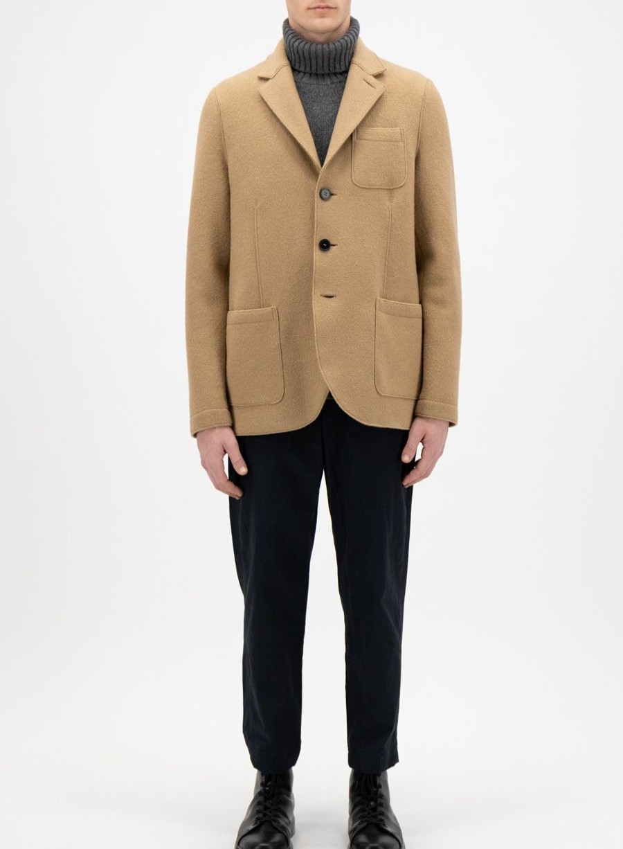 Harris Wharf London Travel Blazer Boiled Wool Tan | Men